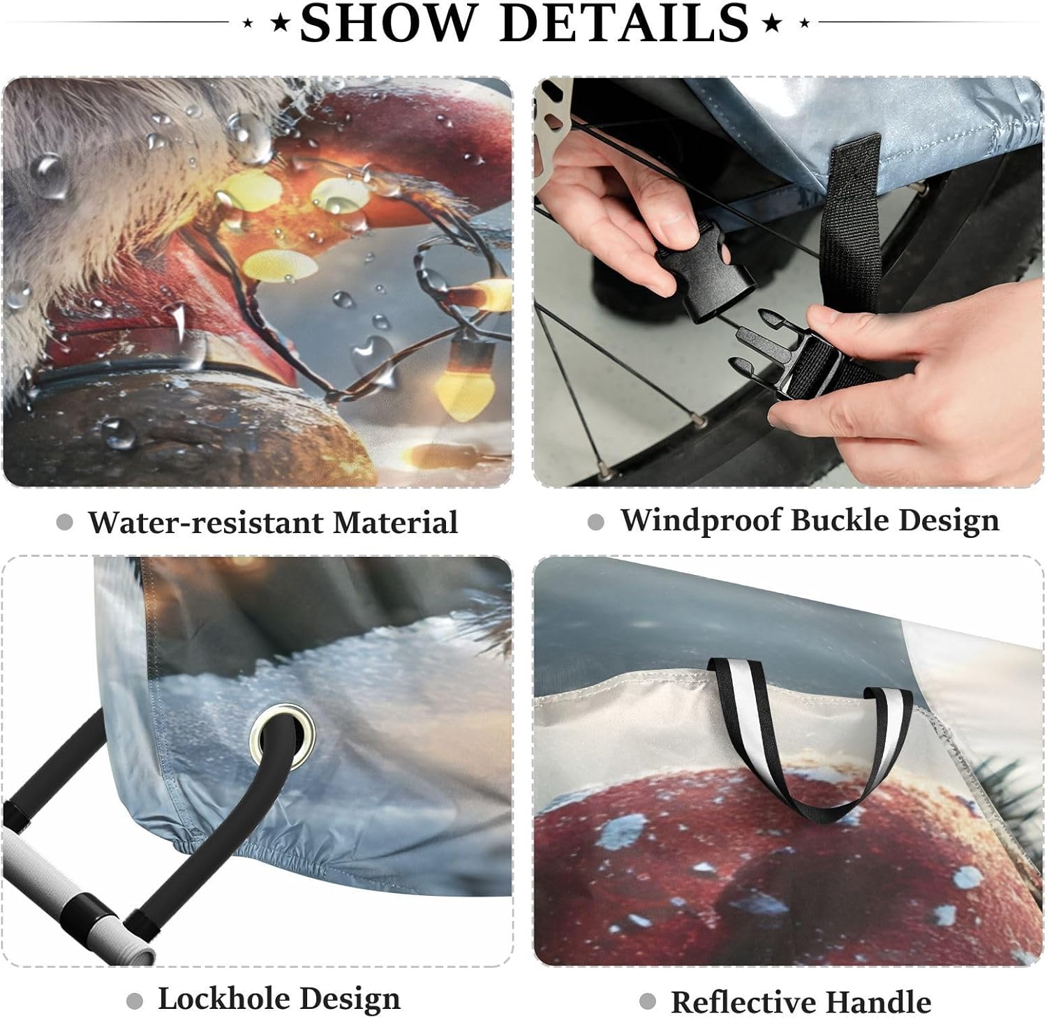 ALAZA Christmas Gnome Bike Cover Waterproof Outdoor Ebike Bicycle Covers Tarp Protection for 1/2 Bikes, Sun UV Dust Wind Proof