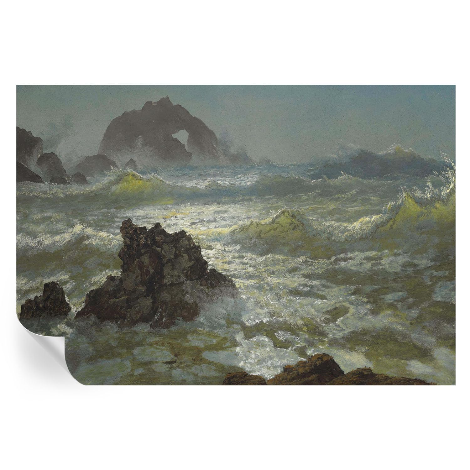 Papel pintado autoadhesivo para salón grande con diseño de mar tempestuoso y olas