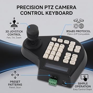 PTZ Camera Controller, Easy Installation PTZ Keyboard US Plug for Broadcasters Event Organizers Home Security