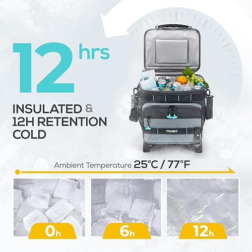 Miniatura 5 de TOURIT Enfriador con aislamiento para 48 latas y 4 paquetes de hielo reutilizables, combinación perfecta