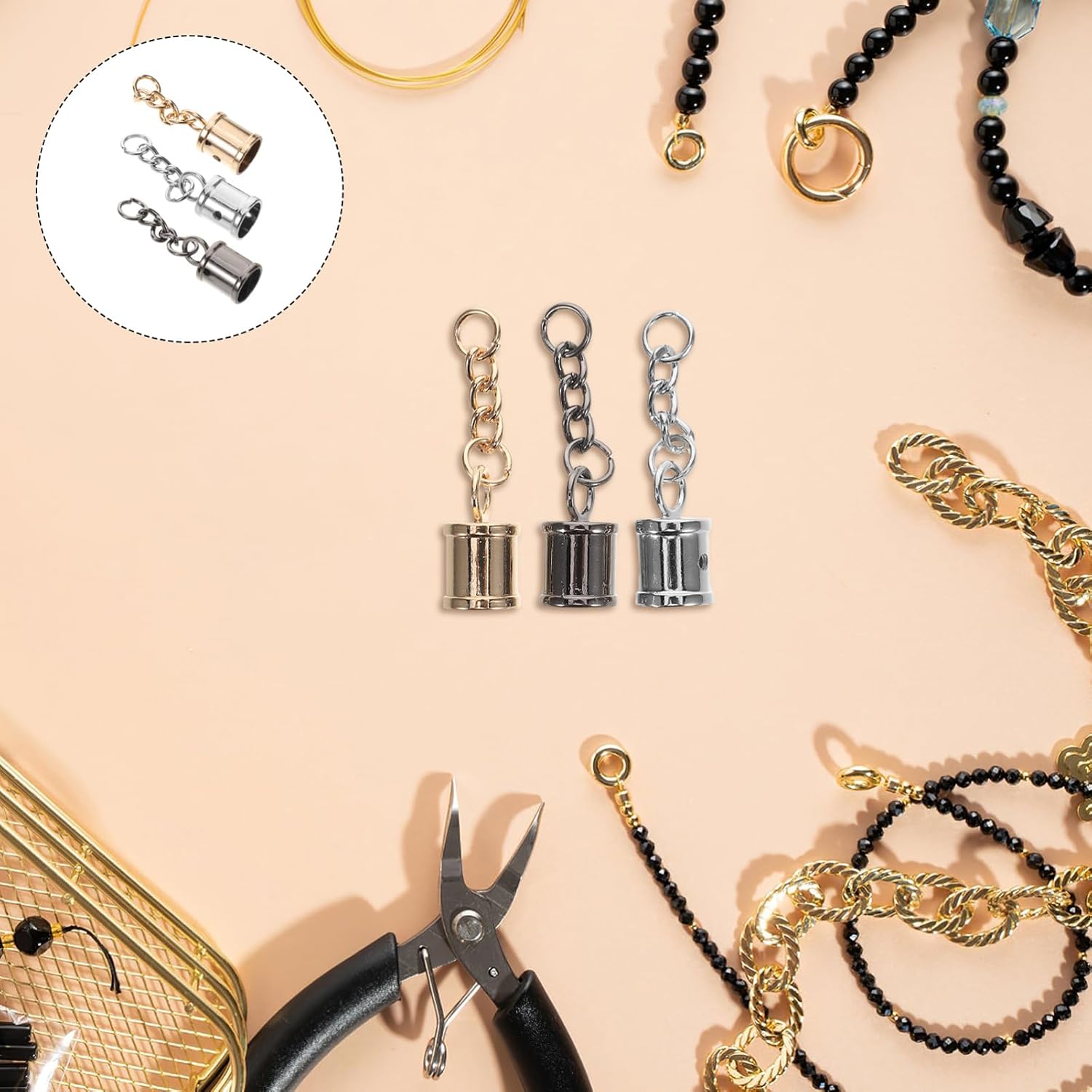 Veemoon 24pcs Tassel Crimp Caps Durable Cord Closure Caps for Keychain Bracelet and Jewelry Making Accessories Elegant Design for Stylish Crafting