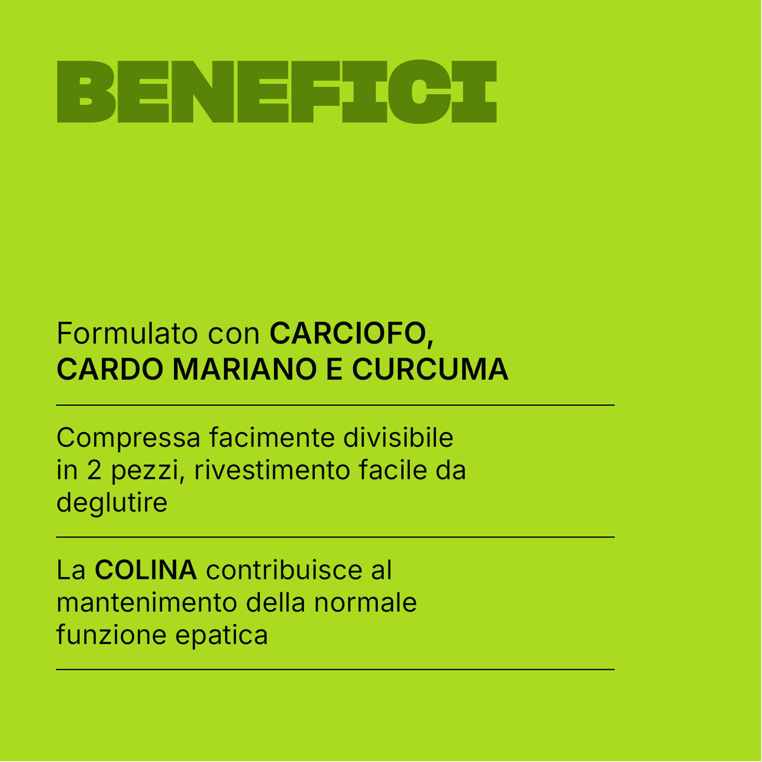 SWISSE Detox - Colina Integratore con Cardo Mariano, Curcuma ed Estratto di Carciofo, Integratori Alimentari per Supporto Funzione Epatica - 120 Compresse Rivestite, Facili da Deglutire, Made in Italy