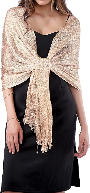 MissShorthair Women's Sparkle Shawls and Wraps with Buckle for Wedding Party