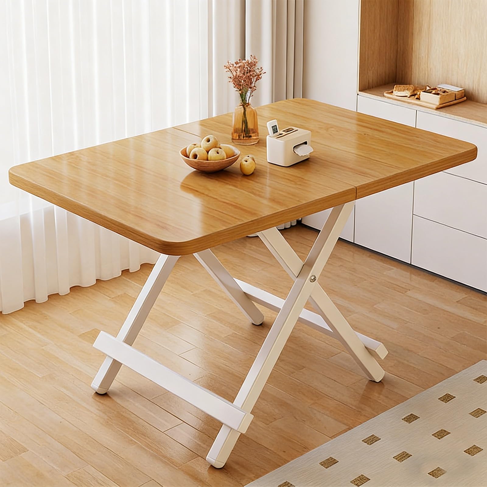 Składany stół jadalny, domowy przenośny stół kuchenny, kompaktowe i składane stoły jadalne, do małych przestrzeni, salonu, mieszkania (naturalny, 120 cm/47,2 cala)