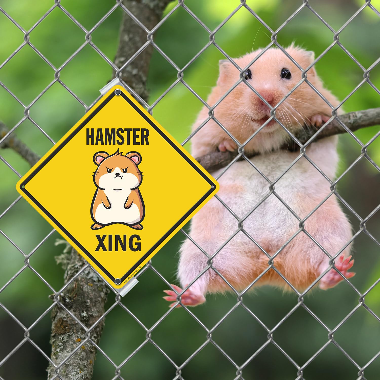Lustiges Hamster-Xing Schild – Diamantform, Aluminium, Laminiert, Für Garten & Café