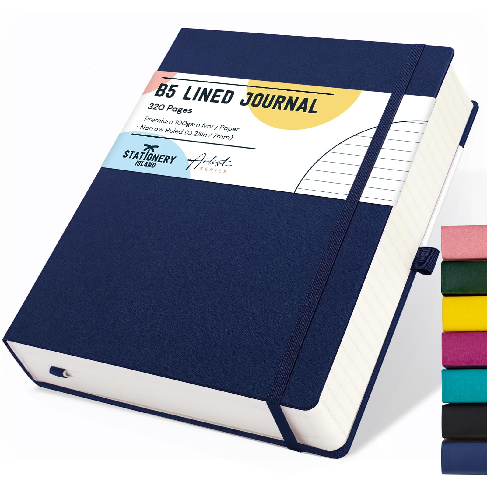 STATIONERY ISLAND B5 Lined Notebook, Journal Lined Hardcover with 100gsm Premium Thick Paper, 320 Pages Hardback Ruled Journal Notebook for Writing, Working, Study, Planning, Diary