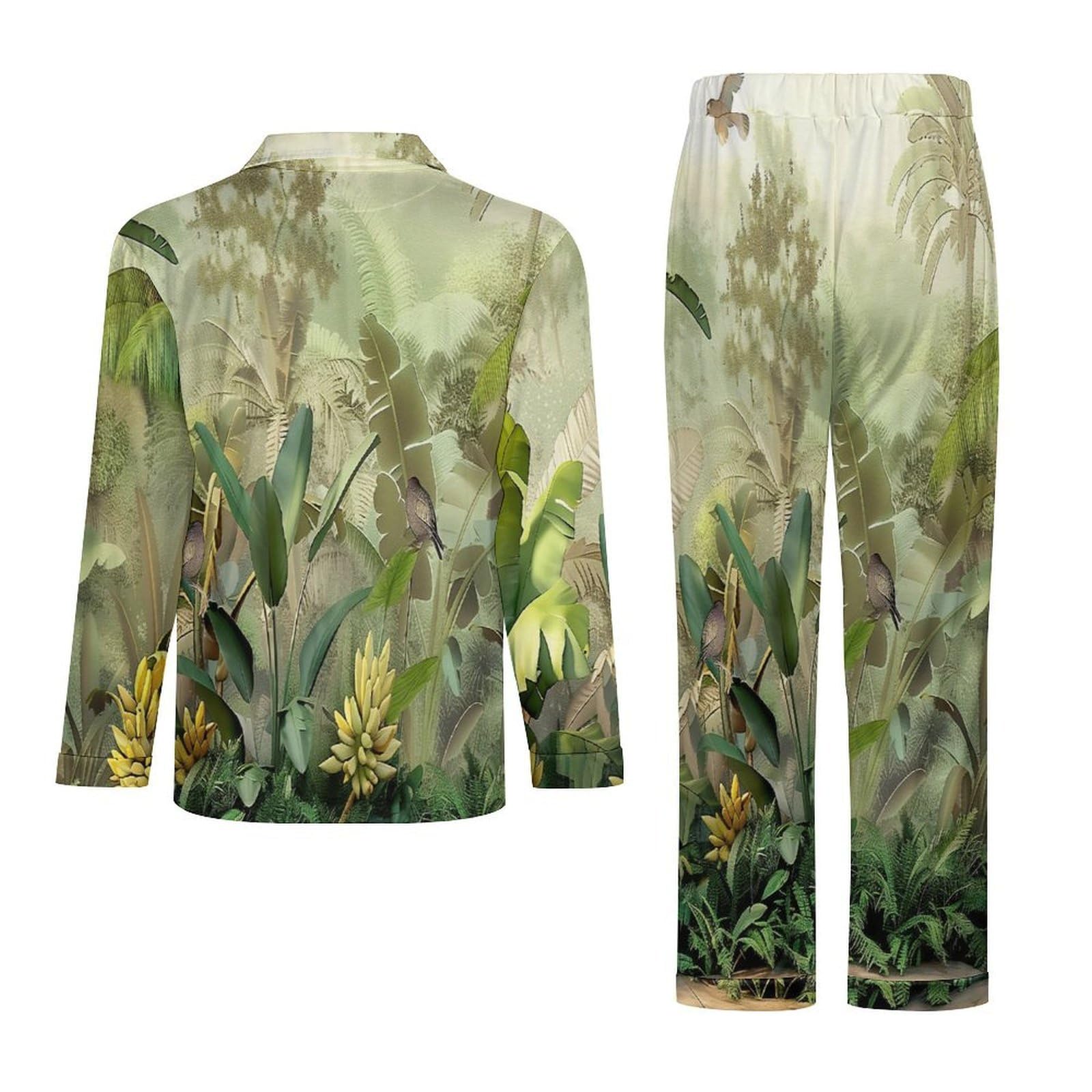 Completo Pigiama da Uomo 2 Pezzi - Uccelli della Foresta Pigiama A Maniche Lunghe Abbigliamento da Casa 2 Pezzi Top + Pantaloni Morbido E Caldo Pigiama Autunnale E Invernale