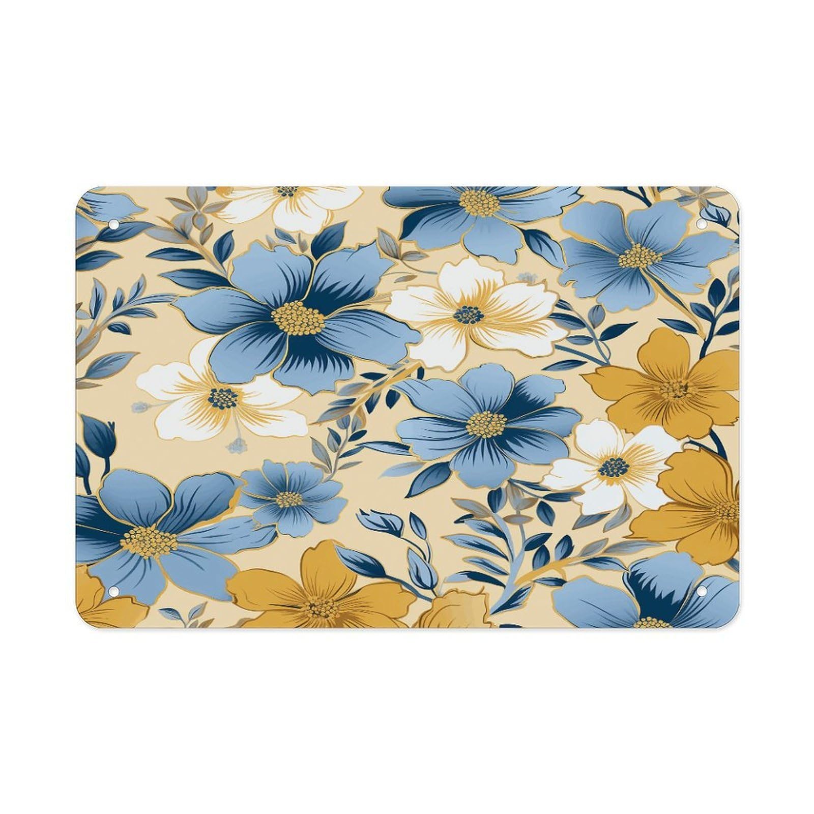 Floral Pattern Print Wall Art Metal Signs Tin Sign