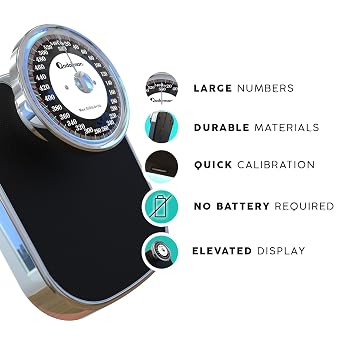 Adamson A28 Bathroom Scales - Up to 550lb, Heavy Weight, Anti-Skid Rubber Surface, Extra Large Numbers - High Precision Weighing Scales for Body Weight - Durable with 20-Year Assurance - New Version | Unrivalled Weighing Capacity on the Market, Non-slip Surface and Wide Dial, No Batteries Required - Black