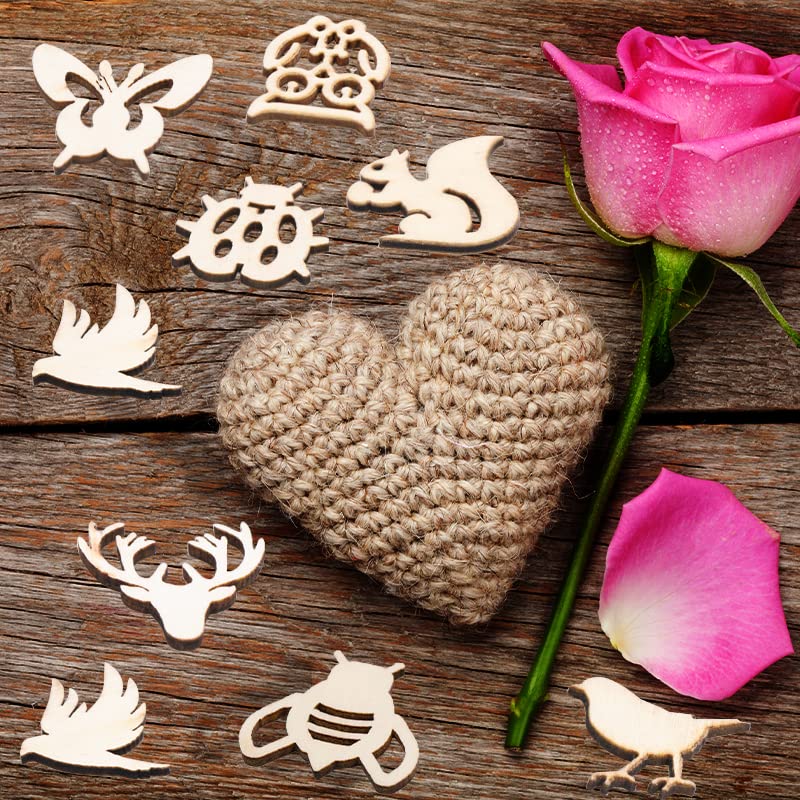 150 Pezzi Decorazioni In Legno - Fiori, Foglie E Animali Per Fai-da-te E Craft - Foto 8