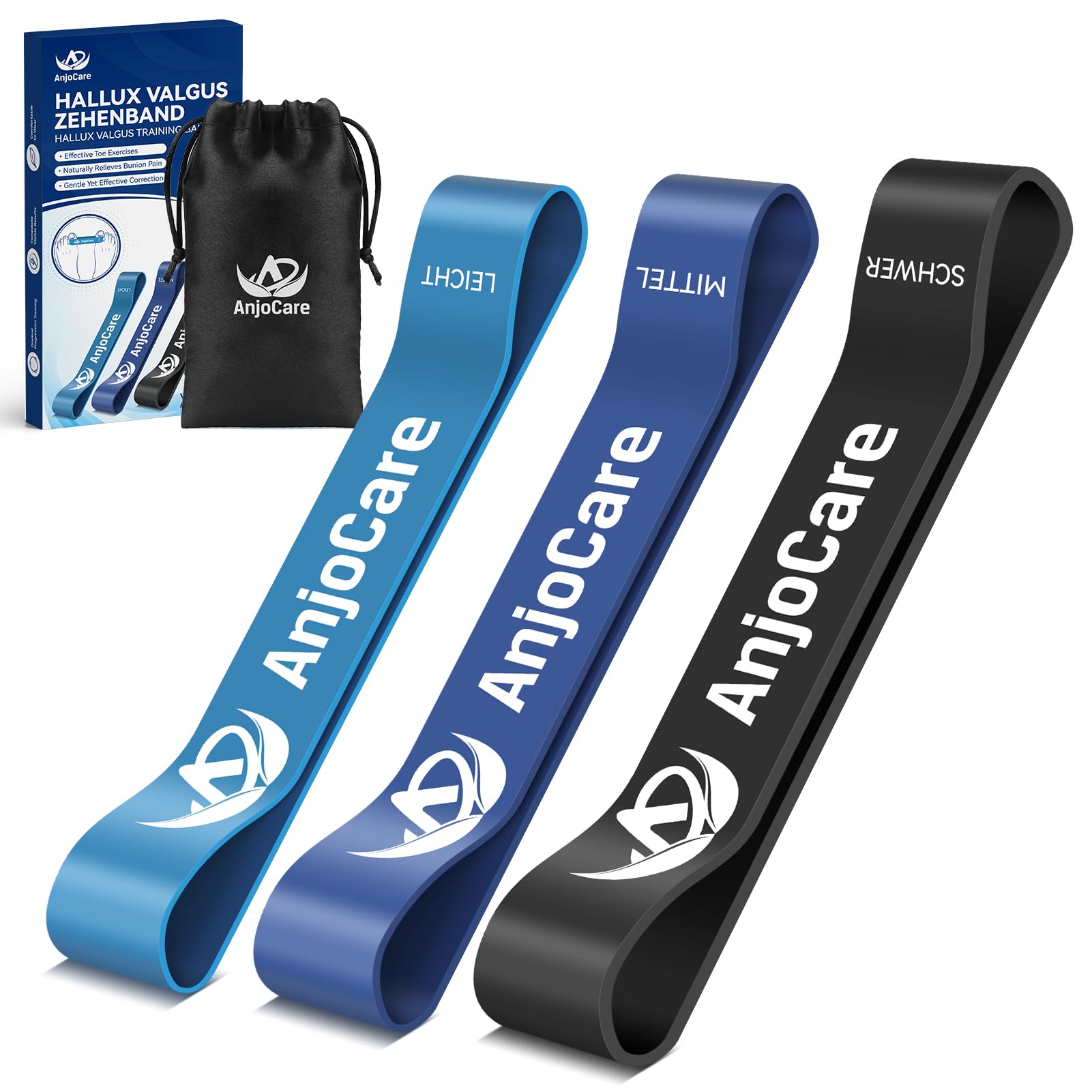 Bandas de Entrenamiento para Hallux Valgus(Pack de 3), Enderezador de Dedos para Corrección de Juanetes y Alivio del Dolor, Dedos Separados para Alineación y Entrenamiento de Flexibilidad