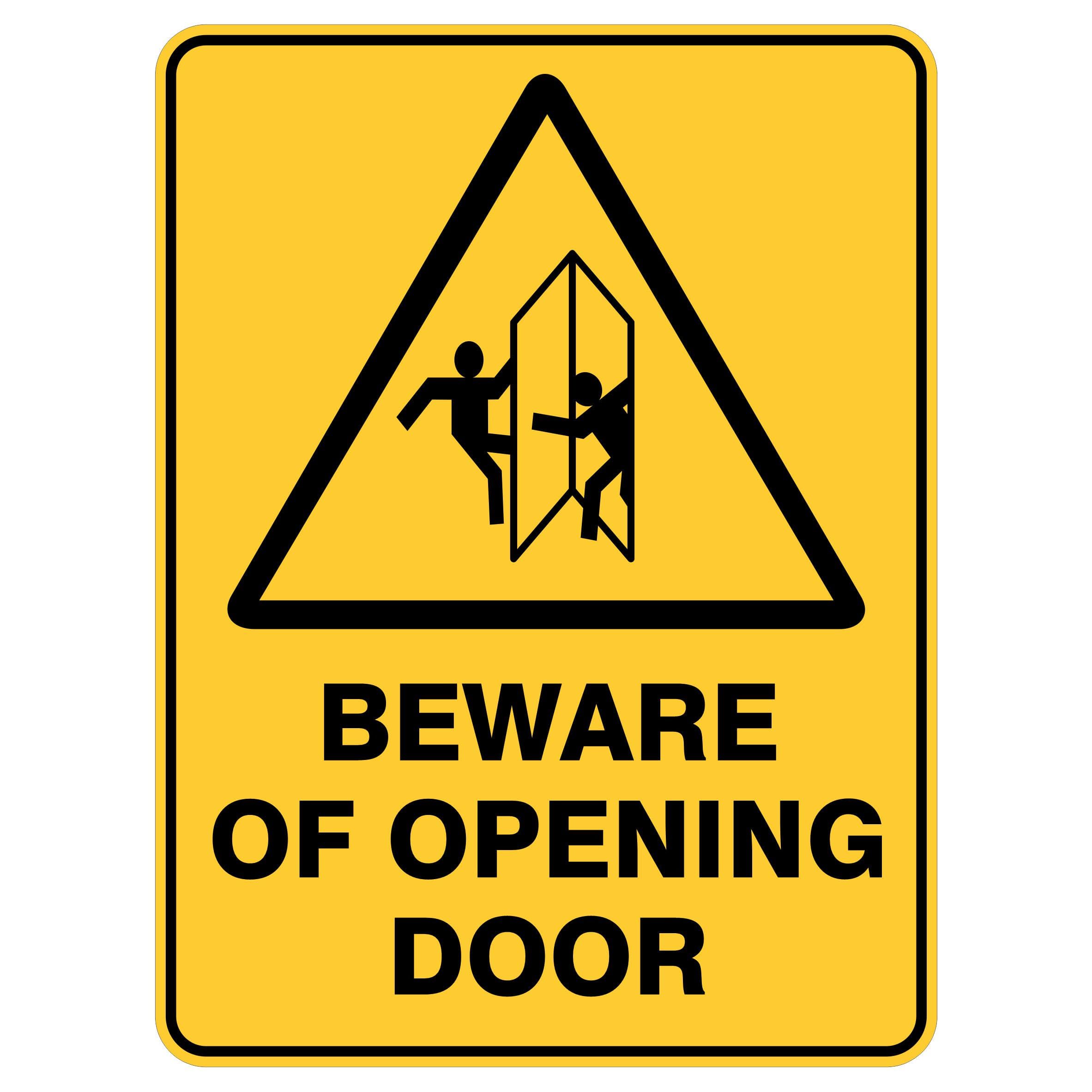 Beware Of Opening Door Warning Signs, 12x8 Metal Tin Sign, Watch out for opening doors.