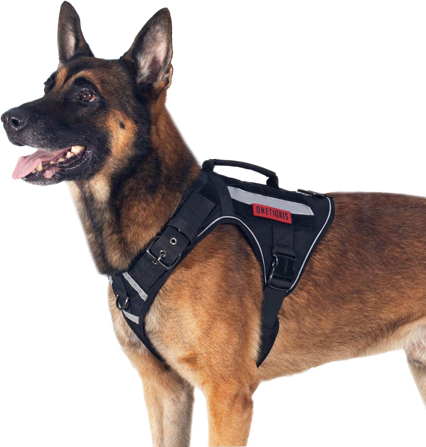 Tactical Dog Harness No Pulling Adjustable Pet Harness Reflective Working Training Pet Vest Military Service Dog Harness Easy Control for Medium Large Dogs(Black,M)