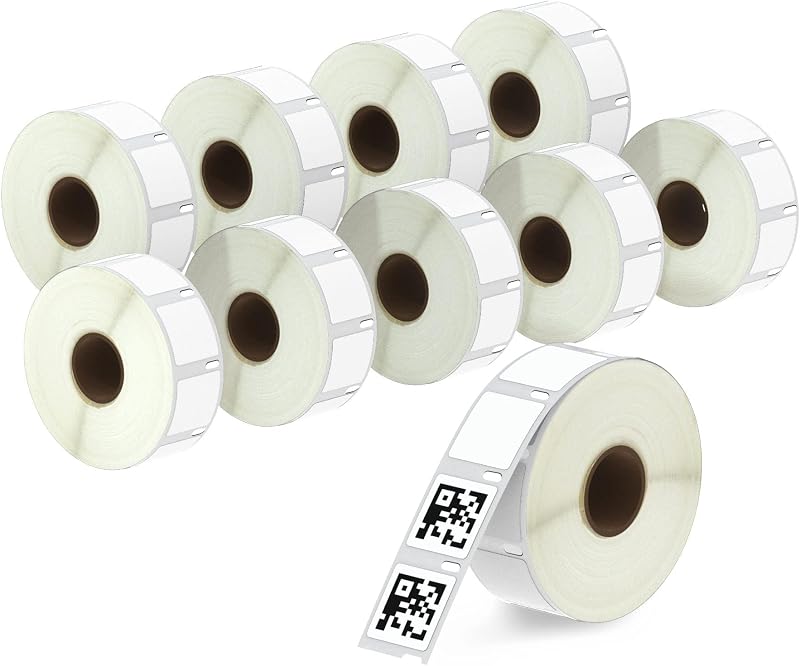 BETCKEY - Replace for DYMO 30332 (1" x 1") Square Labels,[10 Rolls] | Compatible with DYMO Labelwriter 450, 4XL, Rollo & Zebra Printers, 7500 Labels, Perforated, Not Fit 550 5XL