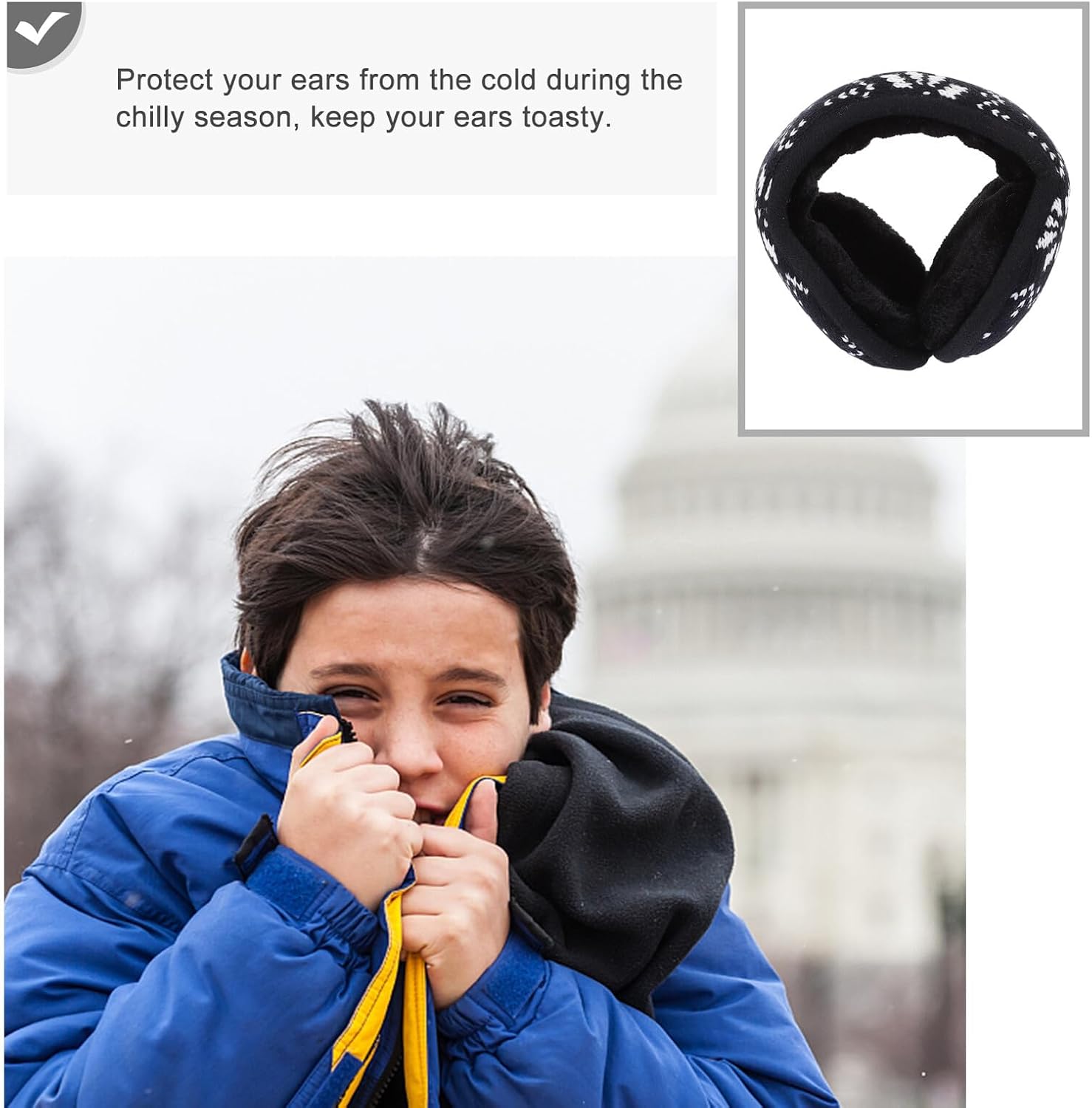 Foldable Plush Earmuff Winter Ear Warmer Knitted Ear Cover Soft Warm Protection for Outdoor Sports Men Women Cold Weather