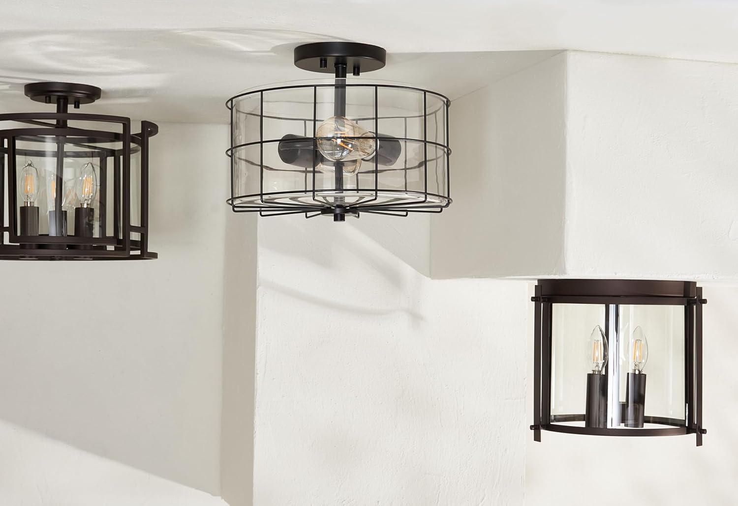 SAFAVIEH Lighting Collection Yarlin 3-Light Kitchen Bathroom Dining Bedroom Foyer Hallway Flush Mount (LED Bulbs Included)