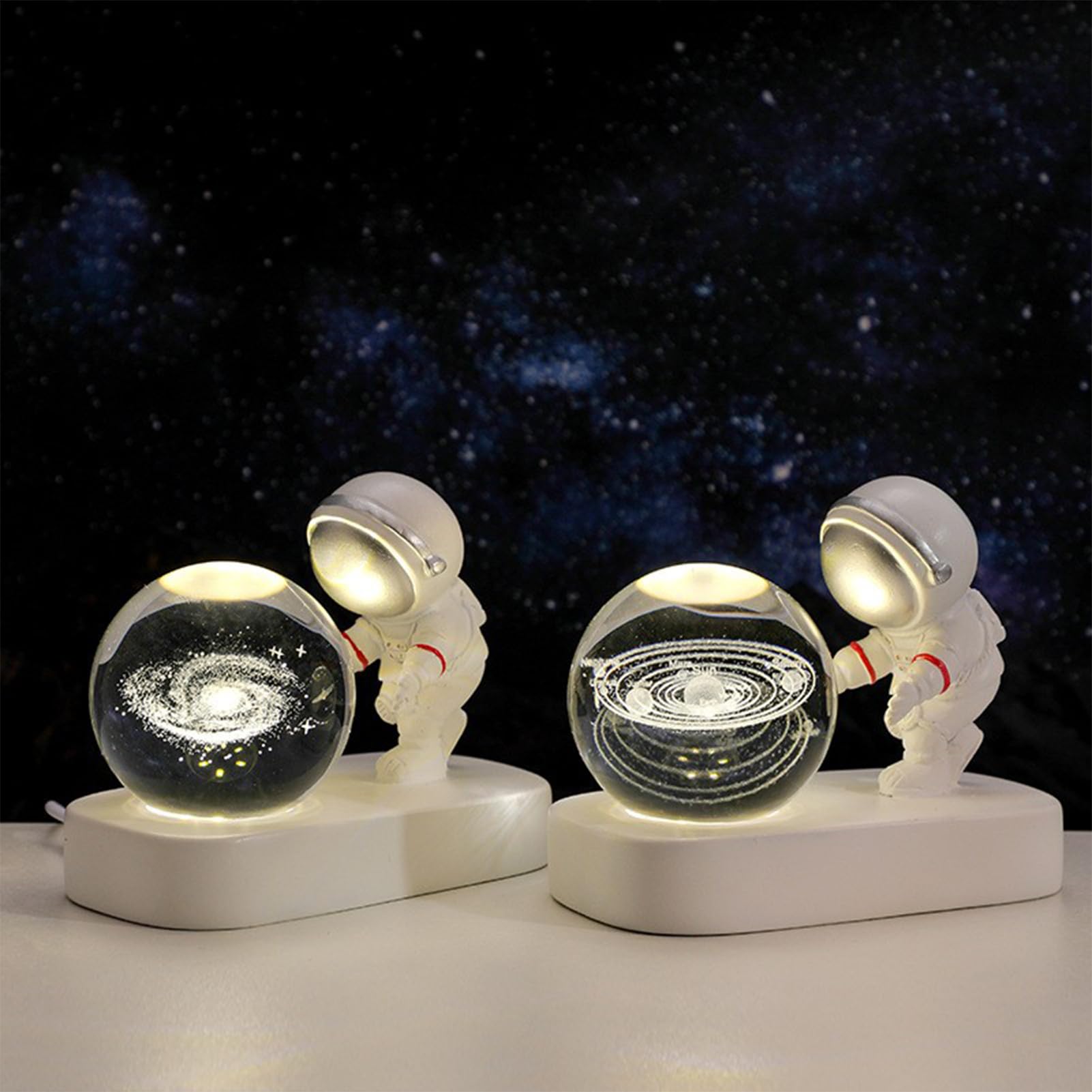 Boule à Neige Musicale Astronaute - 8,5x6x9 Cm, Lumière Colorée, Musique, Décoration Bureau Ou Cadeau Enfant - 3