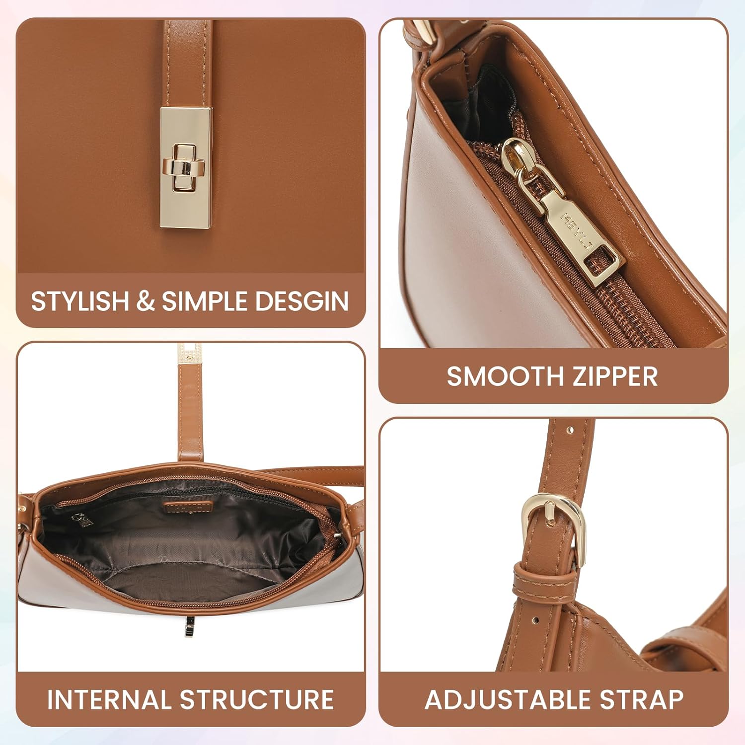 Keyli Fashion Shoulder Bag for Women Vegan Leather Adjustable Handbags Hobo Bags Purses with Long Strap - Image 6