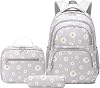 School Backpack Girls Teenagers Women's School Bag Backpack Set School Bag for Girls School Leisure with Lunch Bag and Pencil Case gray School bag set
