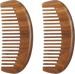 2 PCS Wood Combs for Women, Sandalwood Comb Natural Wooden Wide Tooth Comb Labor Wooden Combs Gifts for Women and Men