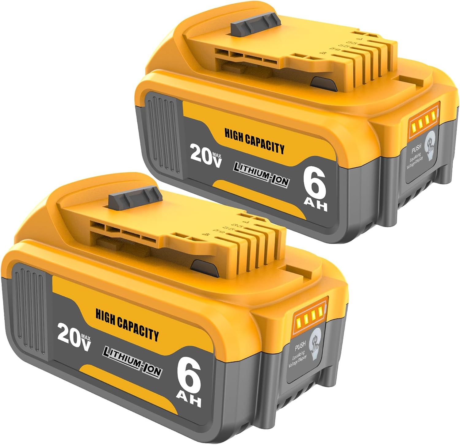 2Pack 6 Ah Battery Compatible with Dewalt 20V Max Battery Replacement for DCB206 DCB-205 DCD/DCF/DCG/DCS Apply to Cordless Tools(Not Made in Dewalt)