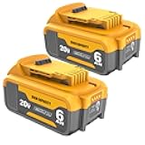 2Pack 6 Ah Battery Compatible with Dewalt 20V Max Battery Replacement for DCB206 DCB-205 DCD/DCF/DCG/DCS Apply to Cordless Tools(Not Made in Dewalt)