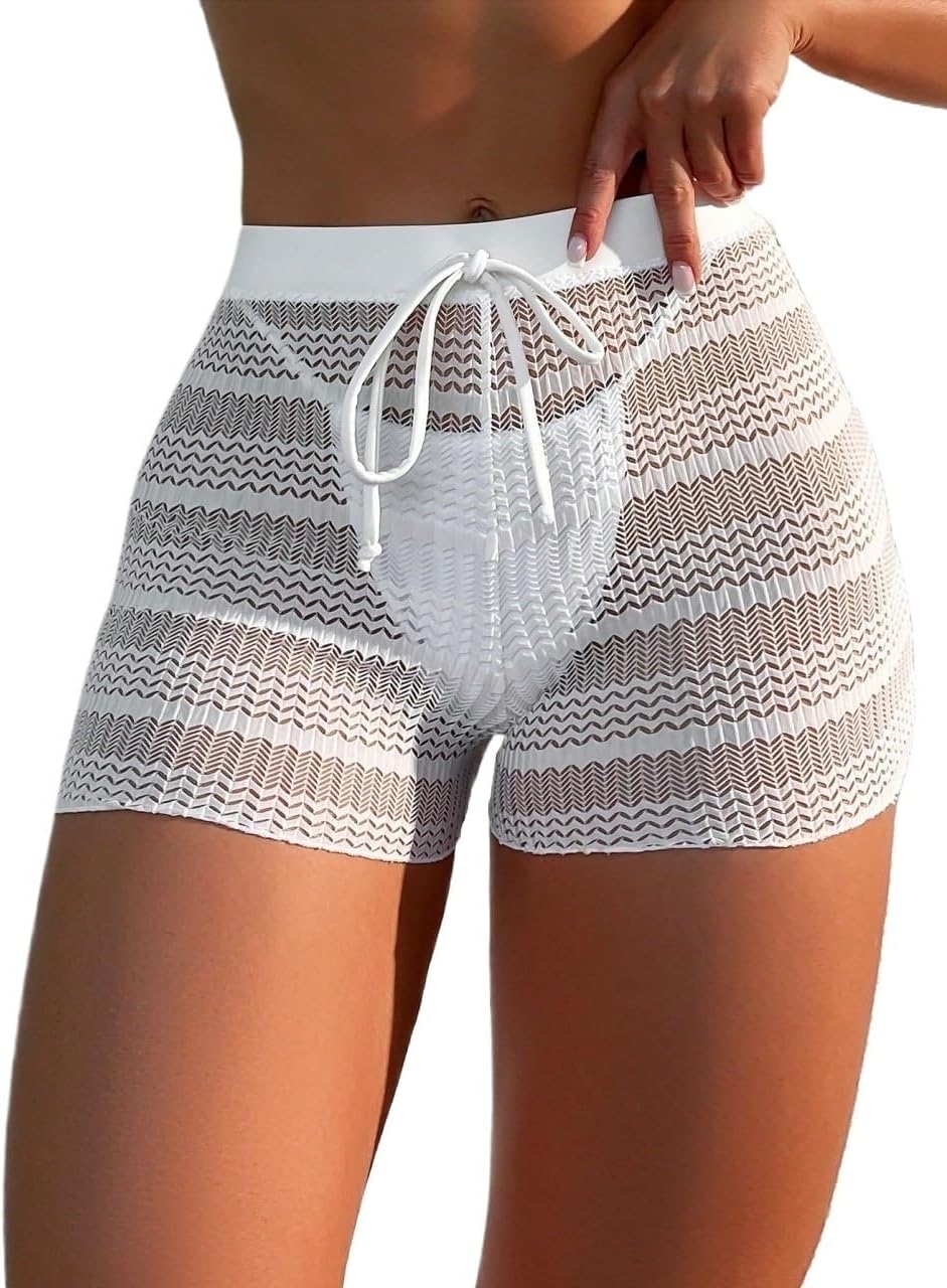 2026 Spring/Summer Mesh Sexy Waist Bikini Cover Up Shorts cover ups for swimwear