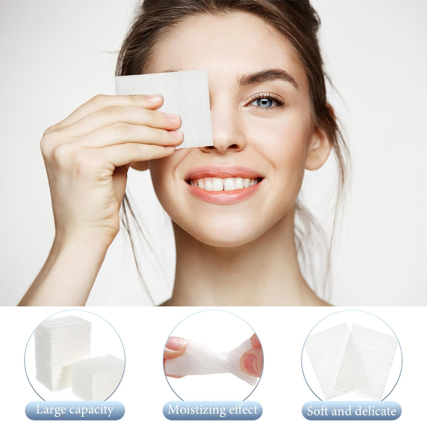 400Pcs Cotton Pads for Face, 4.2x3.9in Thin Facial 100% Cotton Wipes, Stretchable Dry Toner Pads Soft Wipes for Toner, Makeup Remover, and Masks, Extra Soft Makeup DIY Mask for Women