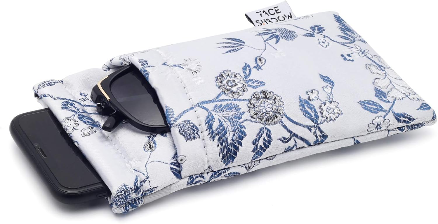Face Shadow Extra Large Double Glasses Case for Eyeglasses Sunglasses Soft