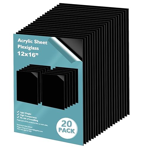 Miniatura 37 de Egofine Hojas de plexiglás de acrílico, paquete de 12 unidades de 8 x 10 pulgadas, 0.04 pulgadas de grosor, plástico transparente fundido