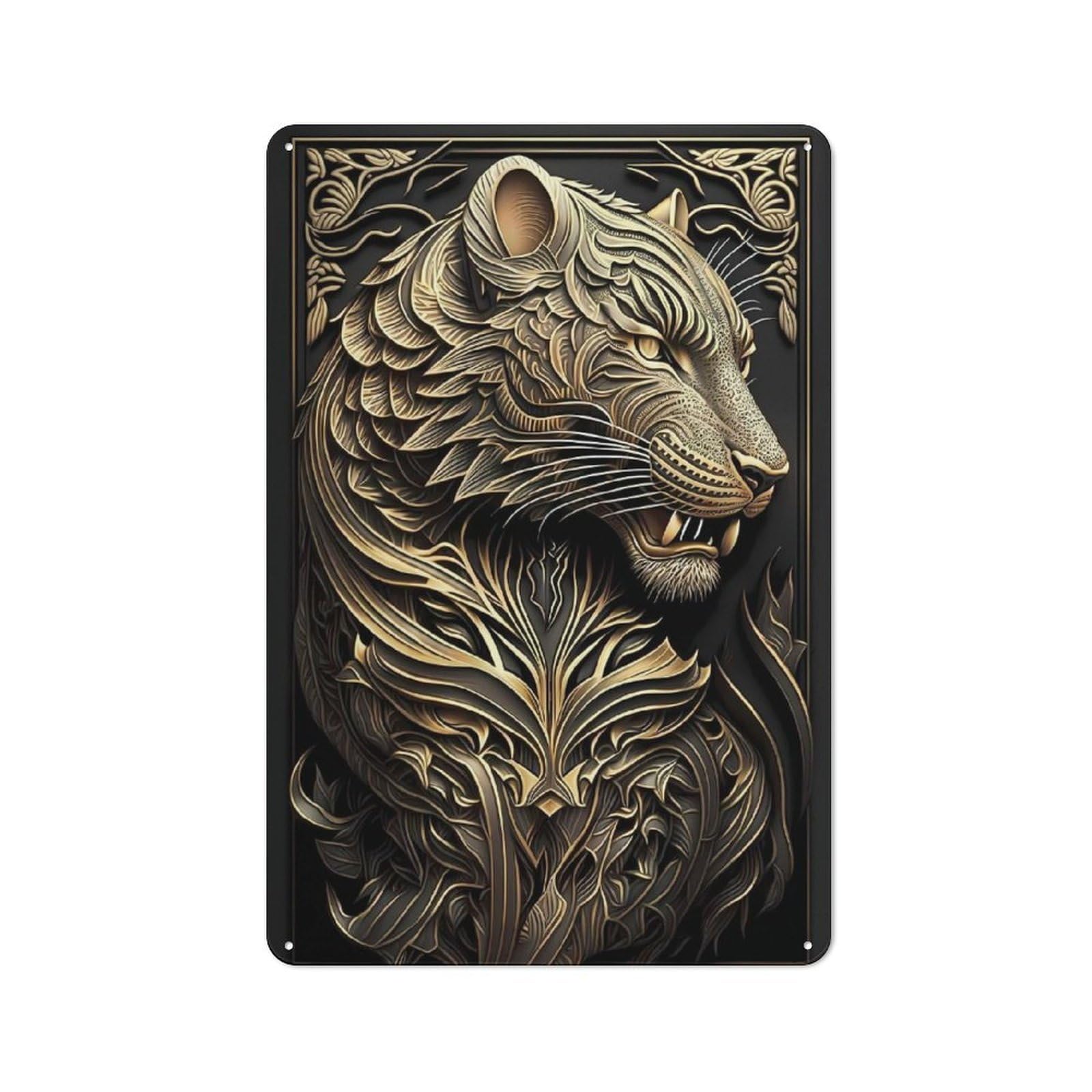 Junmoney Style-5 King Predator Tiger Vintage Metal Sign 30X20cm For Hobby Room Or Studio, Housewarming Present For People Styling Hobby Room And Studio