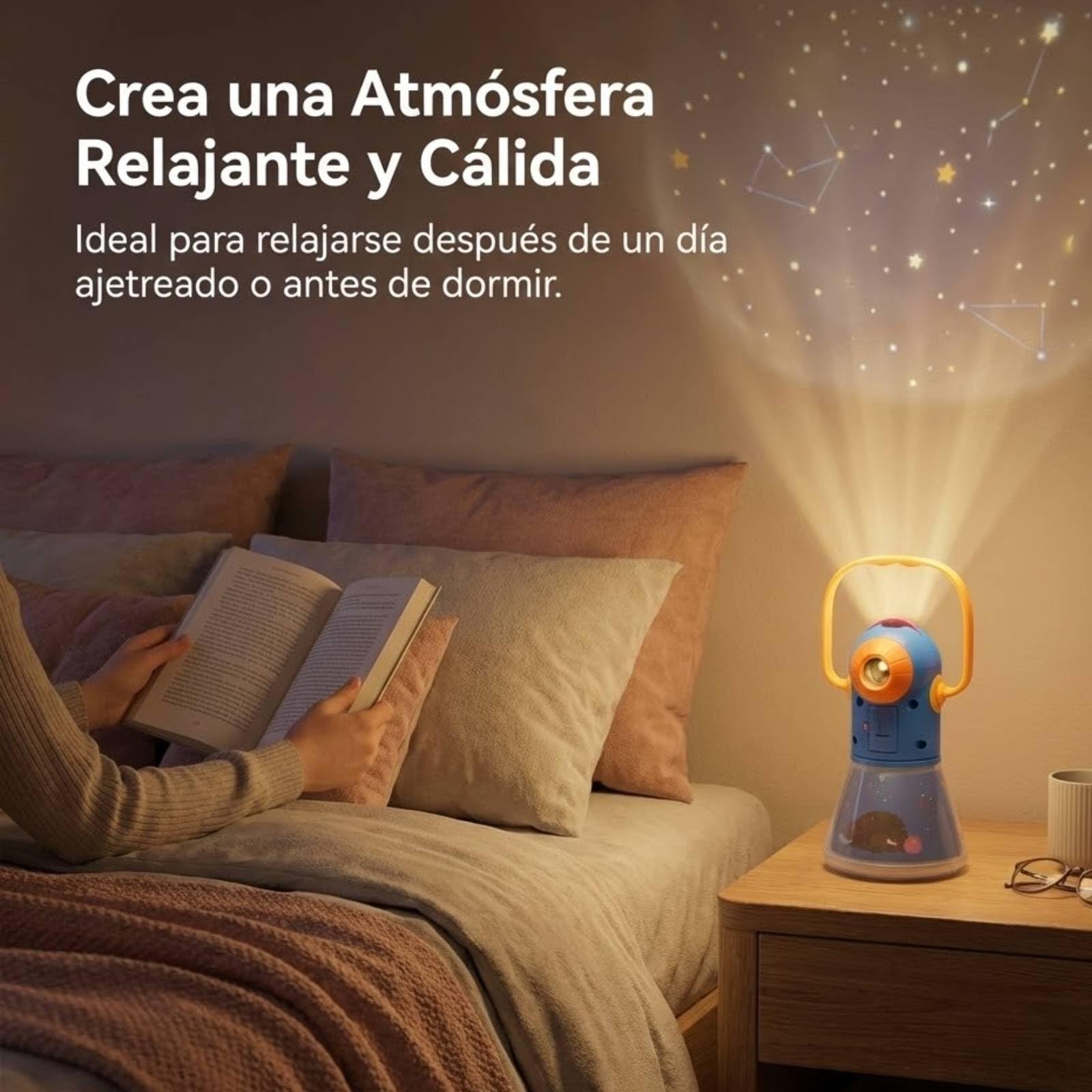 Lámpara de Proyección Multifuncional, Proyector de Historias y Cielo Estrellado, Luz Ambiental y de Sueño Portátil para Dormitorio Regalos