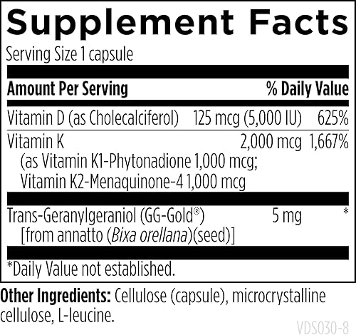 Vista 6 de Designs for Health Vitamina D Supreme – Vitamina D 5000 UI con 2000 mcg de vitamina K como MK4 para la salud ósea, la salud del corazón y el apoyo