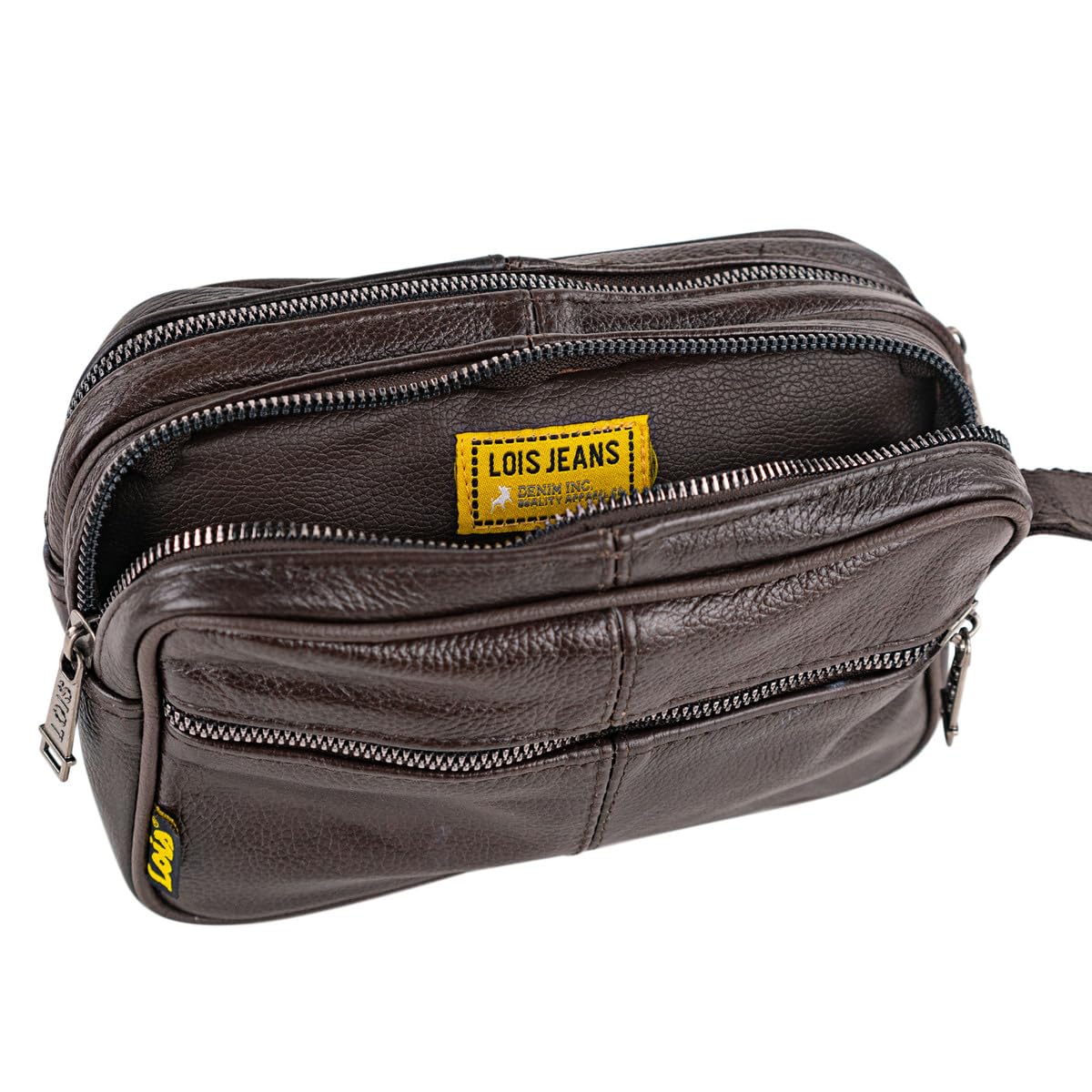 Lois - Bolso De Mano Hombre, Bolso Hombre Elegante De Piel Con Cremallera Y Asa De Muñeca Para Eventos Y Viaje