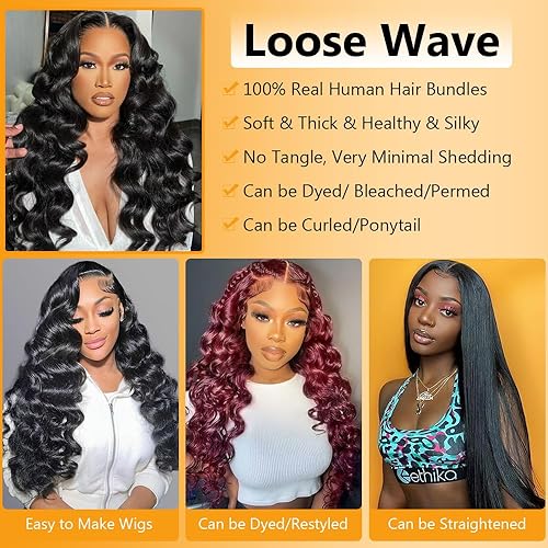 Miniatura 3 de QTHAIR 12A onda suelta brasileña 4 paquetes 16 18 20 22 pulgadas 14.11 oz cabello humano rizado suelto coser en extensiones de tejido de cabello