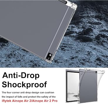 KZIOACSH Case for iflytek Ainope Air 2/Ainope Air 2 Pro with Pen Holder, Flexible Ultra Slim Soft TPU Reinforced Corners Shockproof Crystal Clear Anti-Drop Non-Scratch Protective Skin Bumper Cover