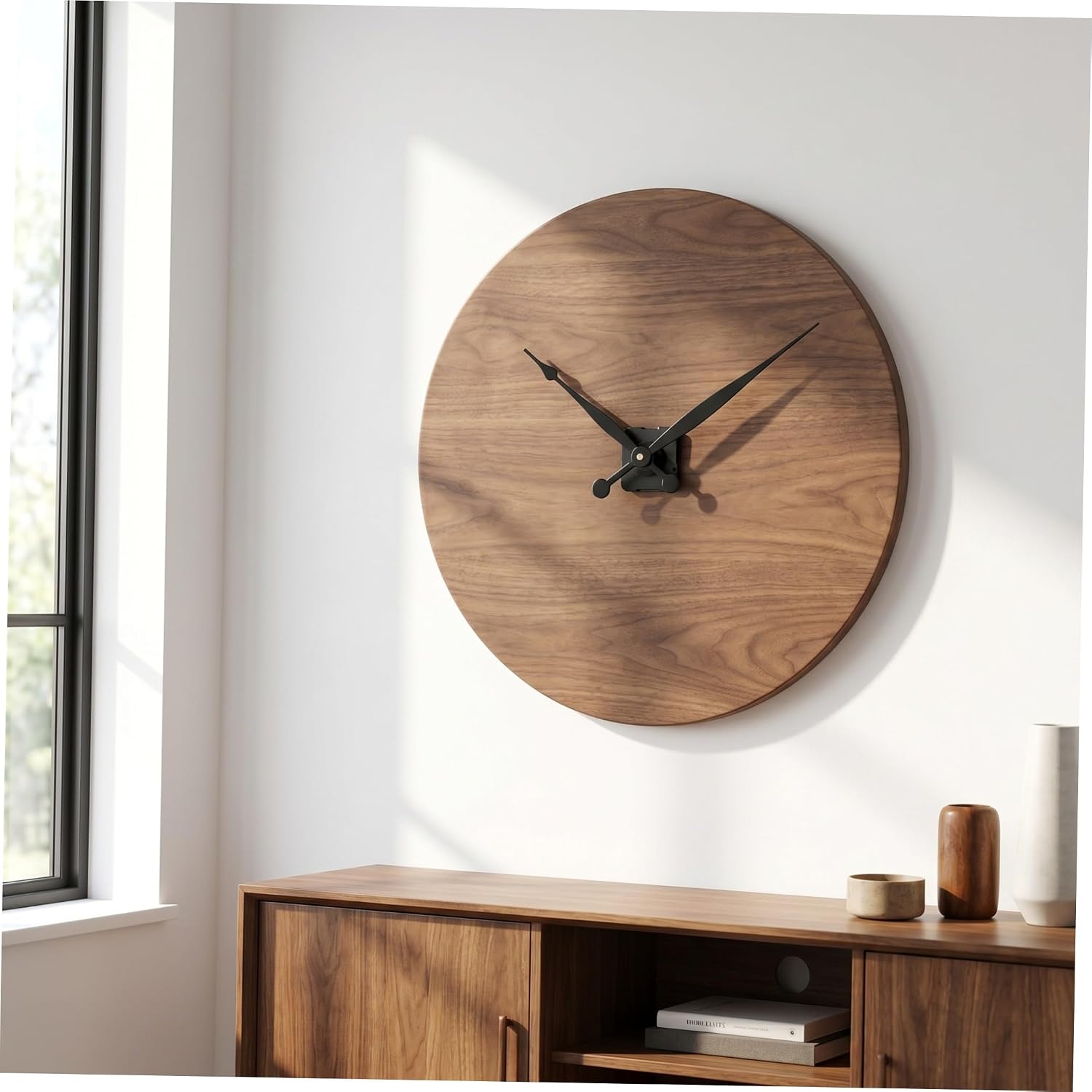 High Torque Quartz Clock Movement Replacement with Large Black Metal Hands, Silent Mechanism, Shaft Length 23mm, Thread Length 11mm, Suitable for Metal and Acrylic Clock Faces,