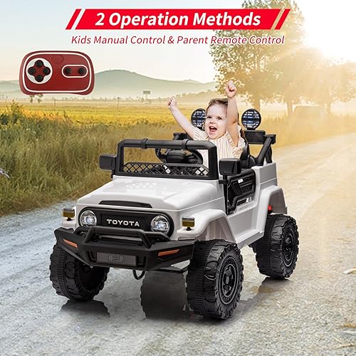 Miniatura 20 de Auto de paseo de 12 V para niños, camión Toyota con licencia, automóvil eléctrico para niños con control remoto, música, luces LED, sistema