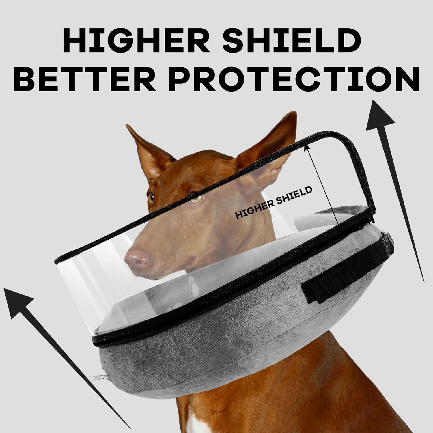 Inflatable Dog Cone Collar-Enhanced Anti-Licking Protective Cone with Adjustable Strap-Soft Dog Donut Collar Recovery Cone for Pets After Surgery(Grey, L)