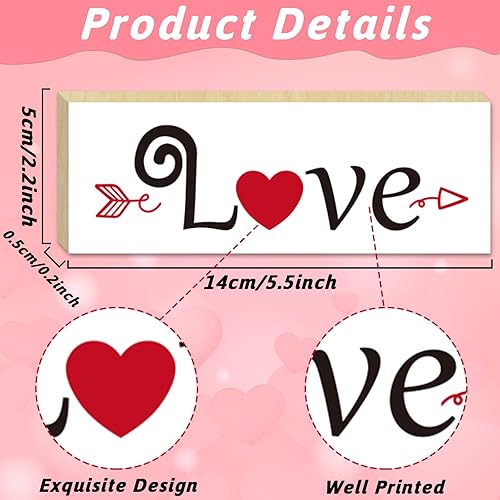 Miniatura 3 de 4 piezas de decoración para el día de San Valentín, letrero de madera de Hugs Kisses para regalo de San Valentín, centro de mesa de mesa, estante de