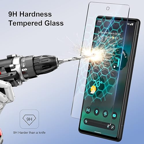 Miniatura 5 de GiiYoon - Paquete de 3 protectores de pantalla para Google Pixel 6A vidrio templado cobertura completa HD Fácil instalación borde redondo Resistente