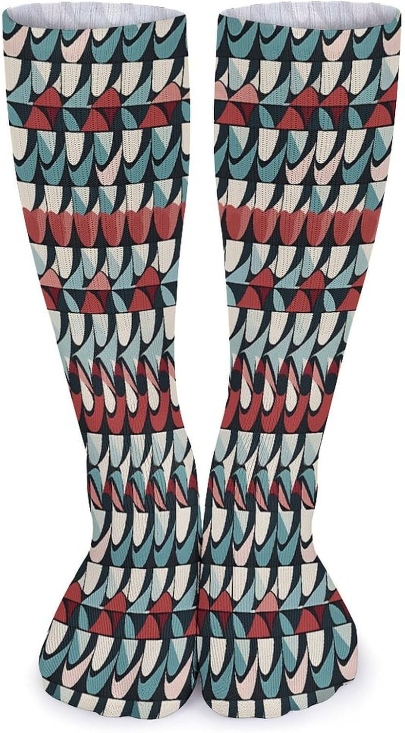 Geometric Shapes Stocking - Cute Casual Long Athletic,Crew Sock for Men Women,Running Socks Soft Breathable for Gift