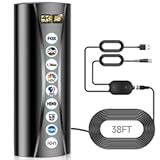 1500+ Miles Long Range Indoor TV Antenna with Amplifier, Digital Antenna for Smart TV 360° Reception for HD Local Channels, Compatible with All TVs - 38ft Cable