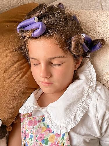 Miniatura 3 de CEKEME 40 rodillos flexibles de espuma para el cabello, rizadores de pelo sin calor para cabello largo (9.45 x 0.55 pies), morado (rizadores de