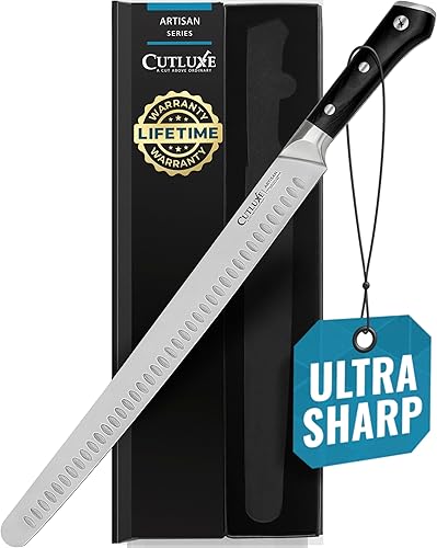 Cutluxe Cuchillo de trinchar extralargo de 14 pulgadas – Cuchillo de pechuga, carne afilada y barbacoa Knіfe – Acero alemán de alto carbono – Diseño