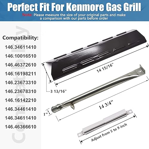 Miniatura 9 de Criditpid Piezas de parrilla compatibles con Kenmore 146.34611410, 146.23678310, 146.46372610, 146.10016510, 146.23673310, placas de calor para
