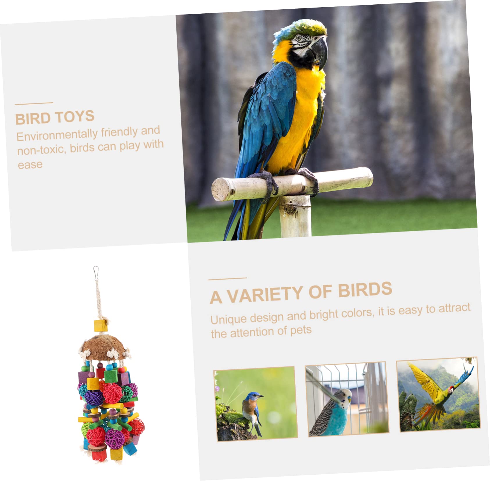 POPETPOP 1stücke Papageienspielzeug Beißspielzeug für Käfige Vogelspielzeug für Kleine Papageien Spielzubehör aus Vogelsicherem Material Hängespielzeug zum Knabbern und Spielen