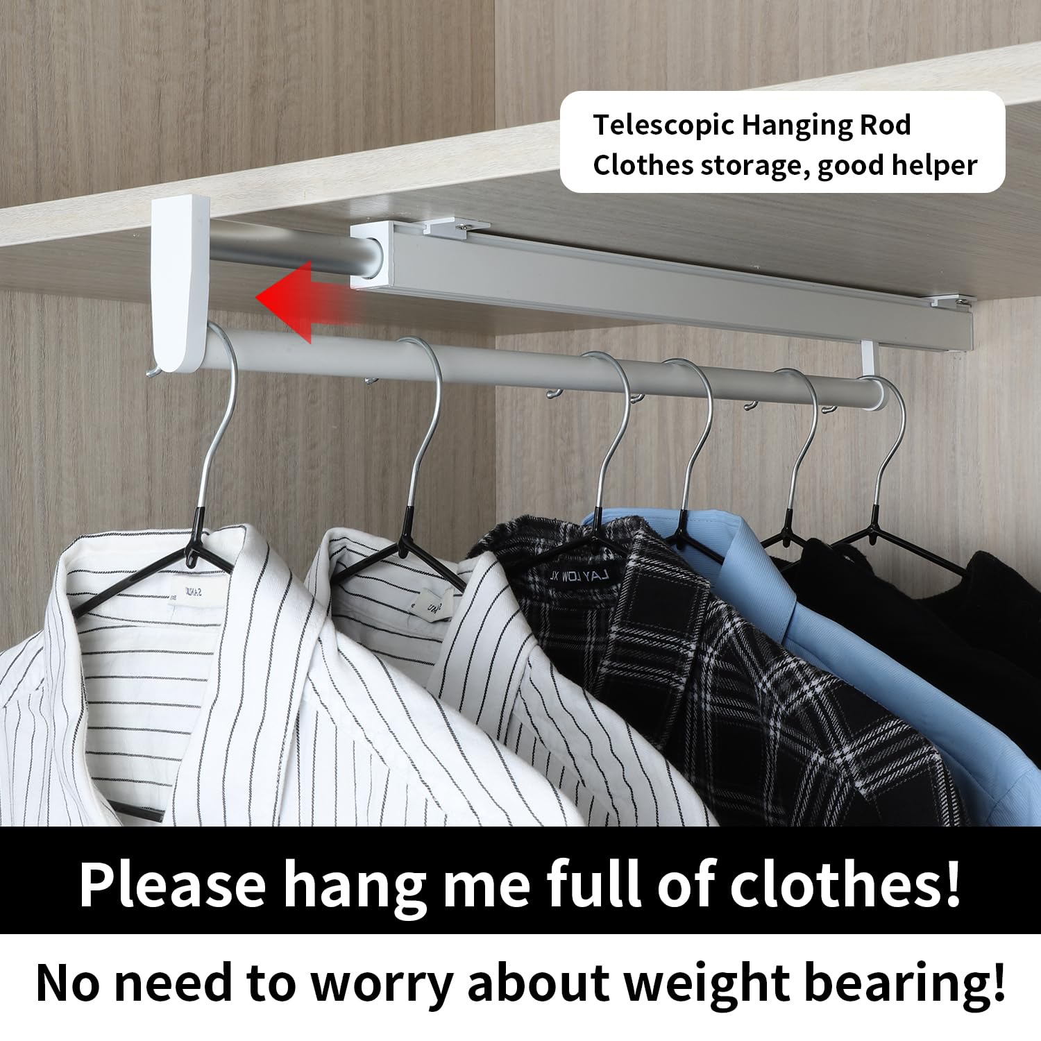 BaiNong pull out closet rod pull out pants rack for closet white 9-1/2 inch pull out rack clothes pull out valet rod closet telescopic trouser rack shallow cabinet organize pants and clothes