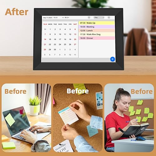 Miniatura 5 de Reloj digital inteligente WiFi, pantalla táctil de 10.1 pulgadas, sincronización automática de fecha y horario, clima de 7 días, 64 alarmas y Wifi