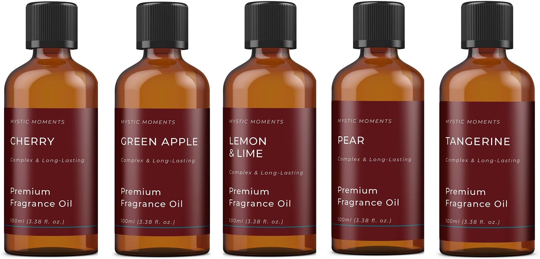 Mystic Moments | Orchard Fruits Fragrance Oil Gift Starter Pack 5x100ml | Cherry, Green Apple, Lemon-Lime, Pear, Tangerine | Perfect as a Gift